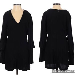 NWOT - Club Monaco Long Ruffle Sleeve Shorts Romper in Black Size: 10